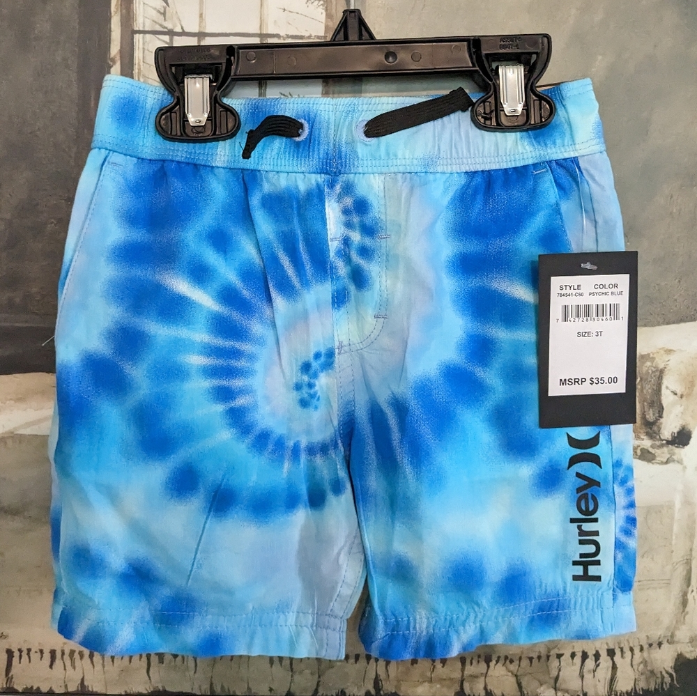 HURLEY KIDS PSYCHIC BLUE LOGO SWIM TRUNKS SHORTS SIZE 3T NWT 💖